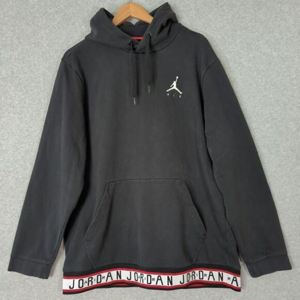 Air Jordan Sweatshirt Mens XL Black Faded Basketball Hoodie Spell Out Y2K 90s